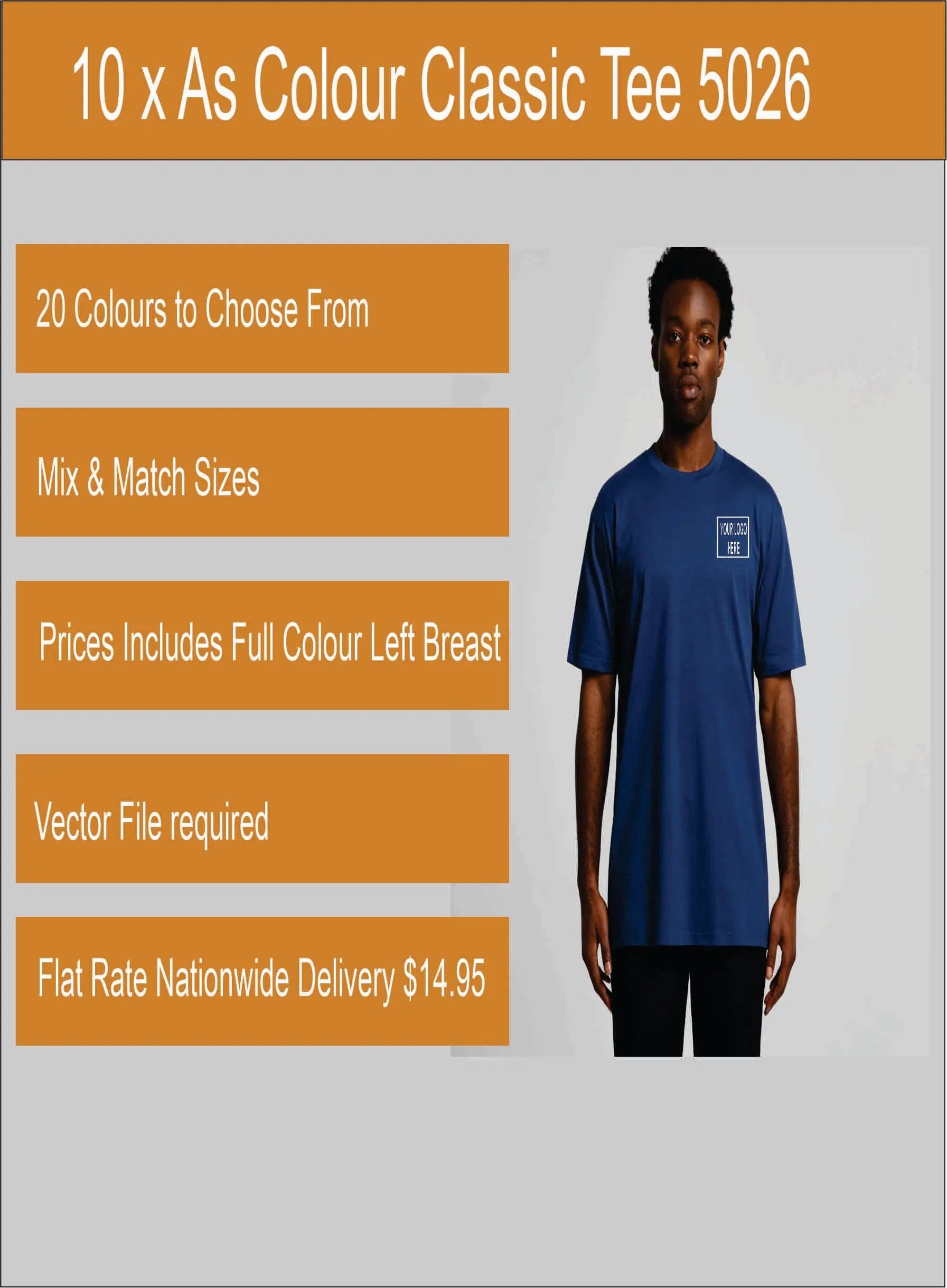 10 x As Colour Printed Classic Tee 5026 Printed Packs